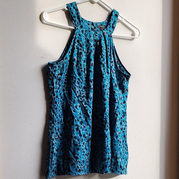 NWOT Ann Taylor Blue/Black Abstract Animal Print Halter Top Size 0 - Picture 3 of 15